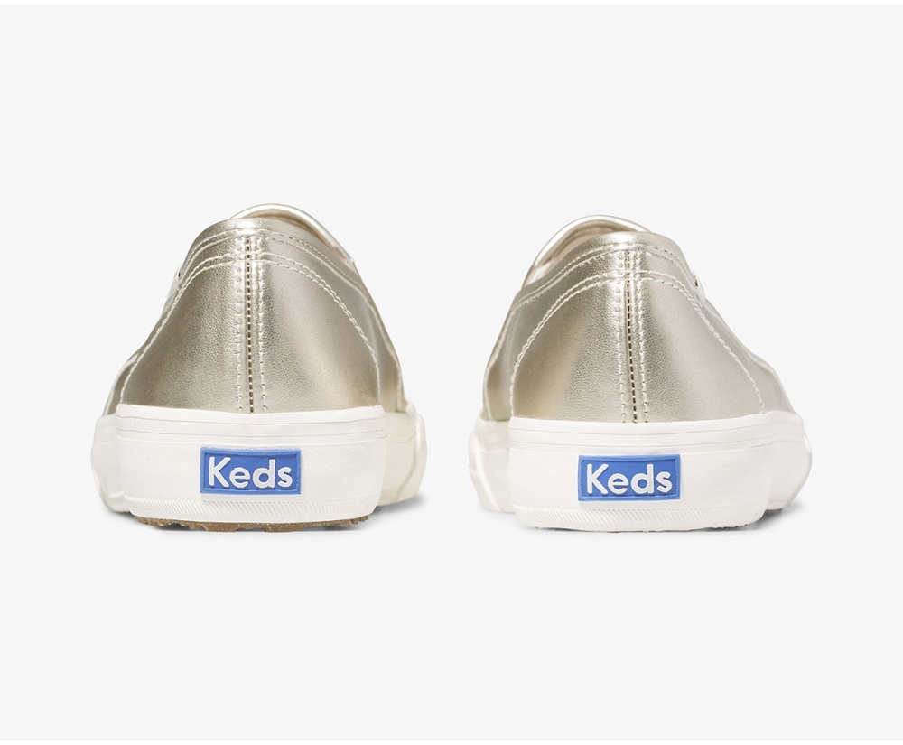 Womens Keds Slip Ons - Double Decker Metallic - Gold - 8359-WAMIK